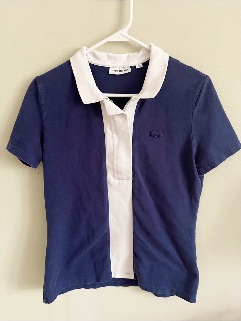 Lacoste cobalt blue/white zipper top sz 42 - Picture 2 of 10